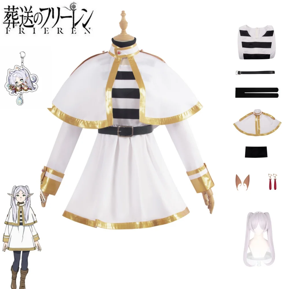 

Anime Frieren Cosplay Frieren At The Funeral Cosplay Costume Uniform Fancy Witch White Elf-ear Women Halloween Christmas Costume