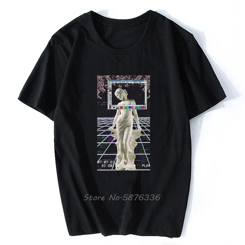 

Vaporwave Glitch Microsofted Statue T Shirt o-Neck Hip Hop Top New Style Funny T-Shirt Anti-Wrinkle Leisure Fitted Tees
