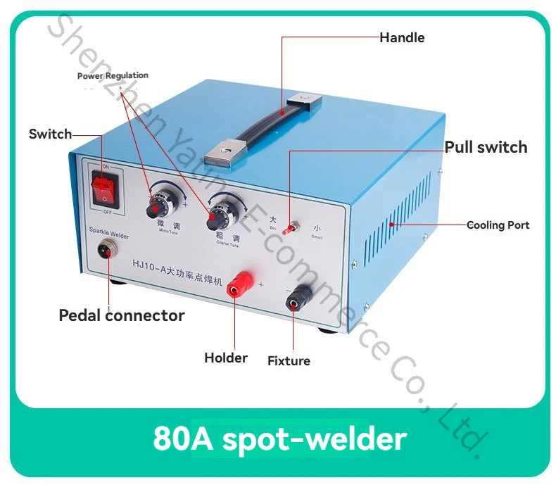 80A 500w Electric Sparking Pulse Arc Welding Machine, Jewelry Tool, Spot Welder with Foot Pedal for Gold,Silver
