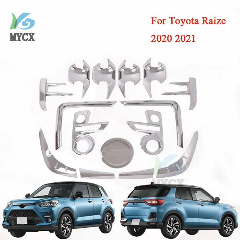 Chrome Car styling For Toyota Raize 2020 2021 mirror headlight door handle body protectors accessories 15pcs