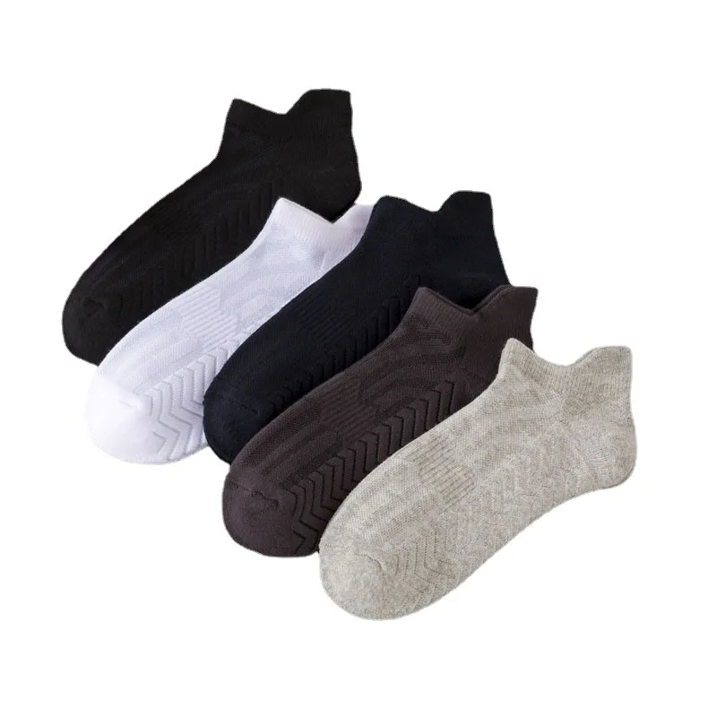 5 Pairs of Men's New Short Socks Towel Bottom Non-slip Running Sports Socks Men's Boat Socks Cotton