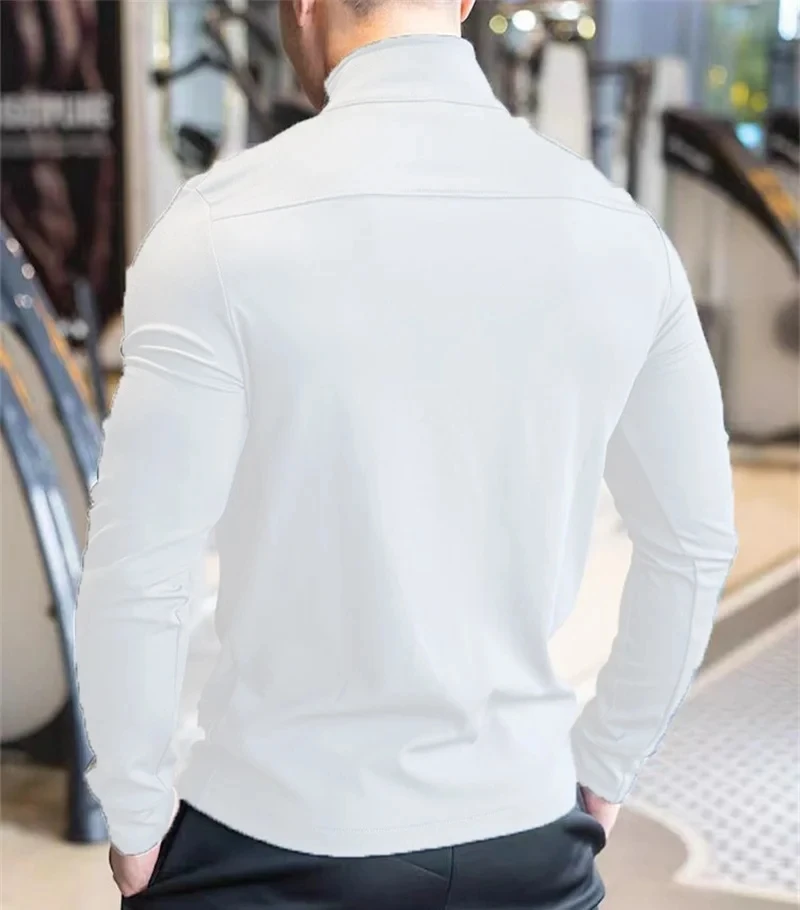 2025 New Autumn Men's casual stand collar zipper Sweatshirt jogging Sport Jacket coat Men Gym Fitness slim fit long sleeve Top