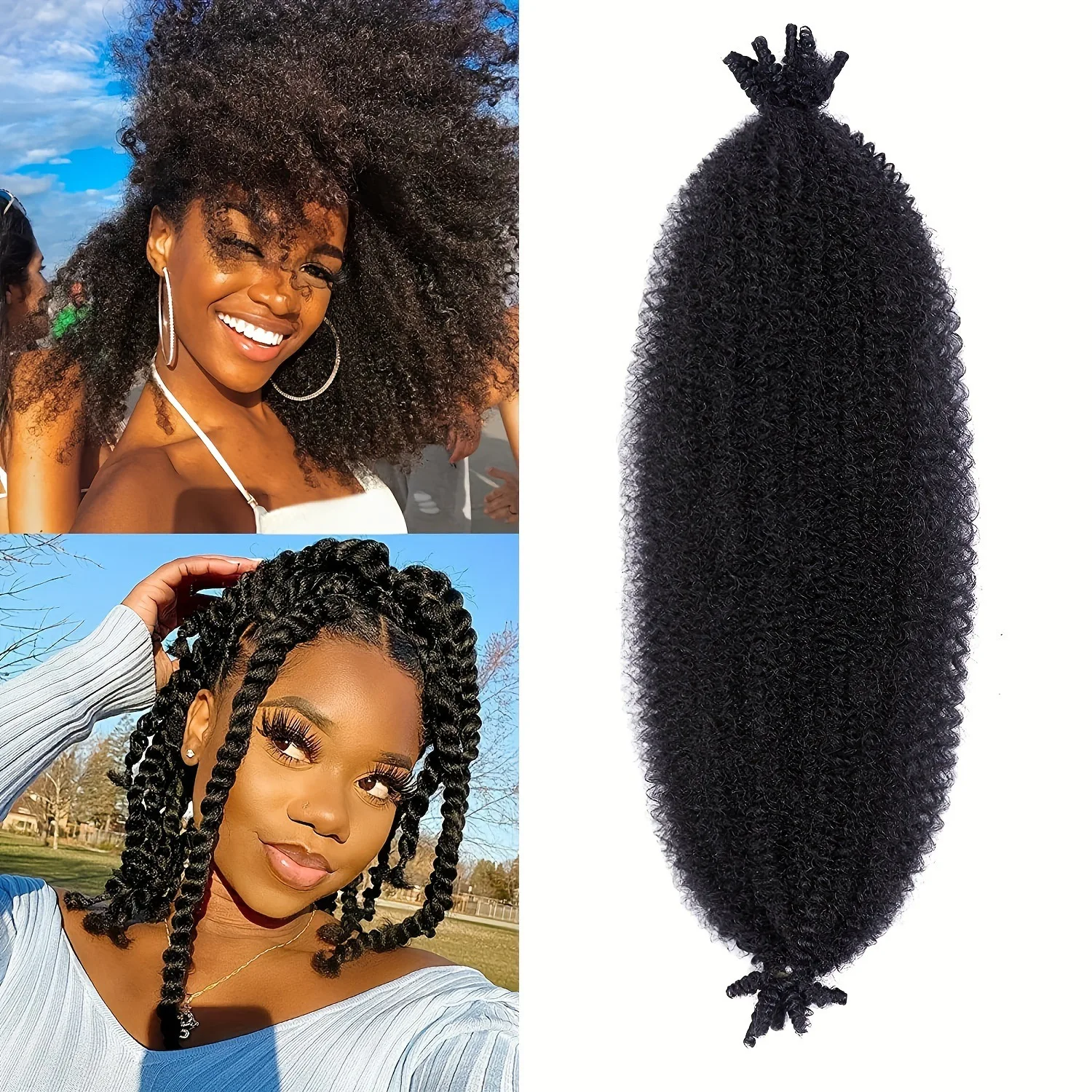 Extensiones de cabello de ganchillo de trenza suave de 18 pulgadas, oruga Africana rasgada a mano, cabello largo y rizado, trenza de Marley, trenza explosiva esponjosa