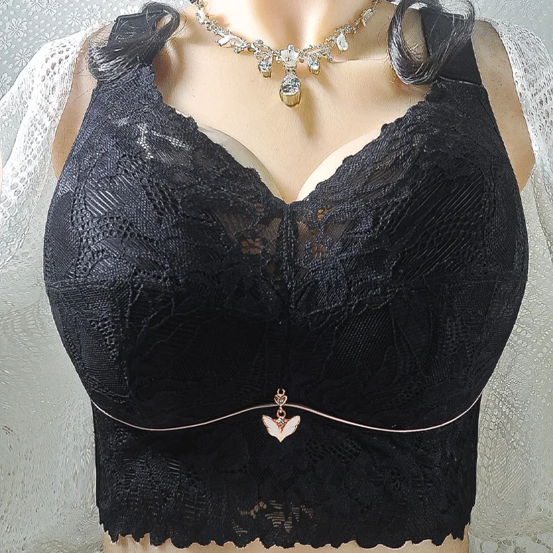 Sezione sottile reggiseni di grandi dimensioni pizzo push-up push-up regolabile grandi seni con anello in acciaio Sexy raccogliere per biancheria intima da donna