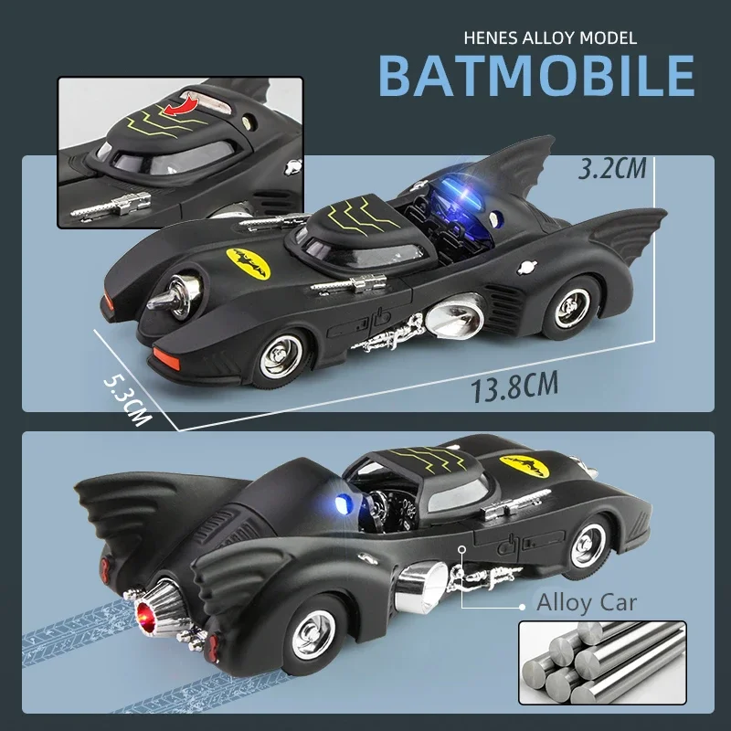 Classic Movie Car Batmobile Bat Sports Car Alloy Model Diecasts & Toy Metal Car Collection Sound Light Simulation