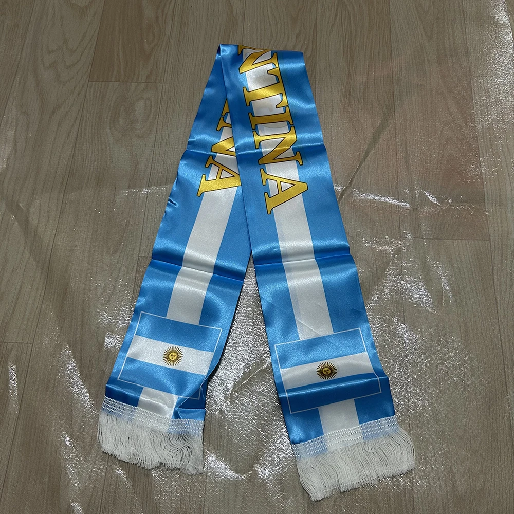 Argentina Scarf 14x135cm Double-sided Printed Argentina Flag Satin Scarf Suitable for 2026  Sports Event