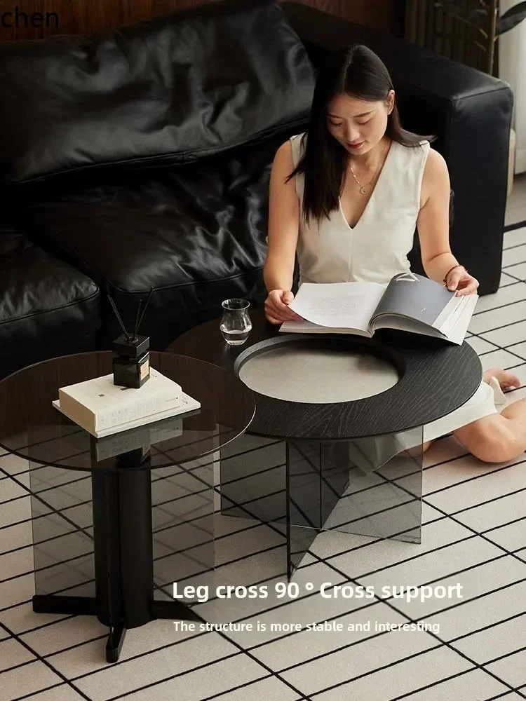 DSA  Shadow coffee table, circular high-end living room, small apartment, simple coffee table, sofa, several sides integrated