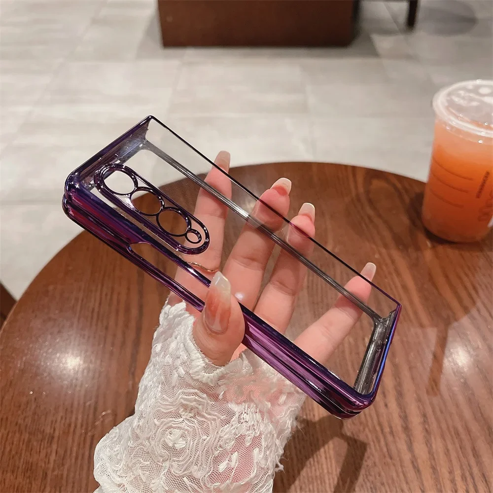 Ultra Thin Plating Phone Case For Samsung Galaxy Z Fold4 Fold3 Fold 4 3 ZFold4 5G Hard PC Clear Camera Protect Back Cover Shell