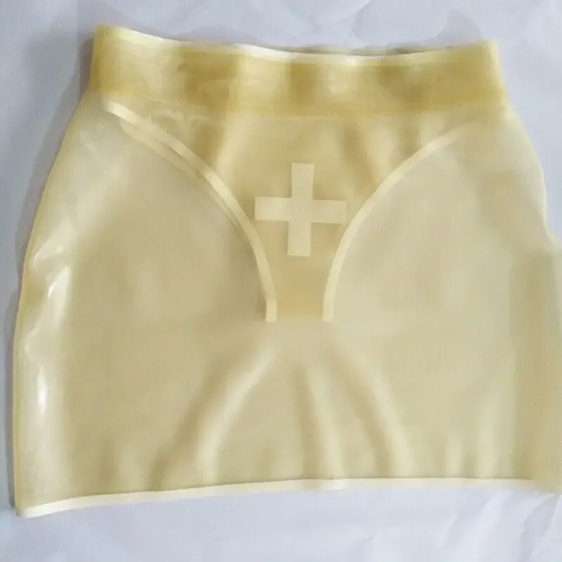 

Latex Rock Gummi Verein Cosplay Uniform Transparent Mini Rock mit Slip 0,4 mm