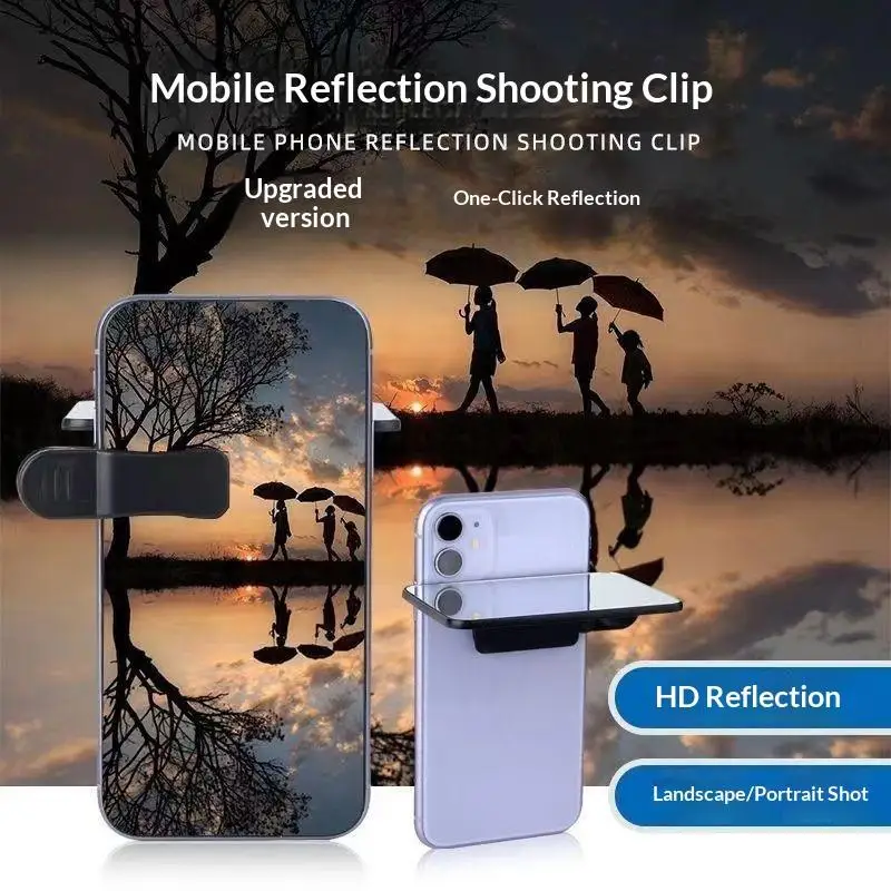 Adjustable Smartphone Camera Mirror Reflection Clip HD Glass Reflection Mirror For Outdoor Travel Phones Photography Shooting
