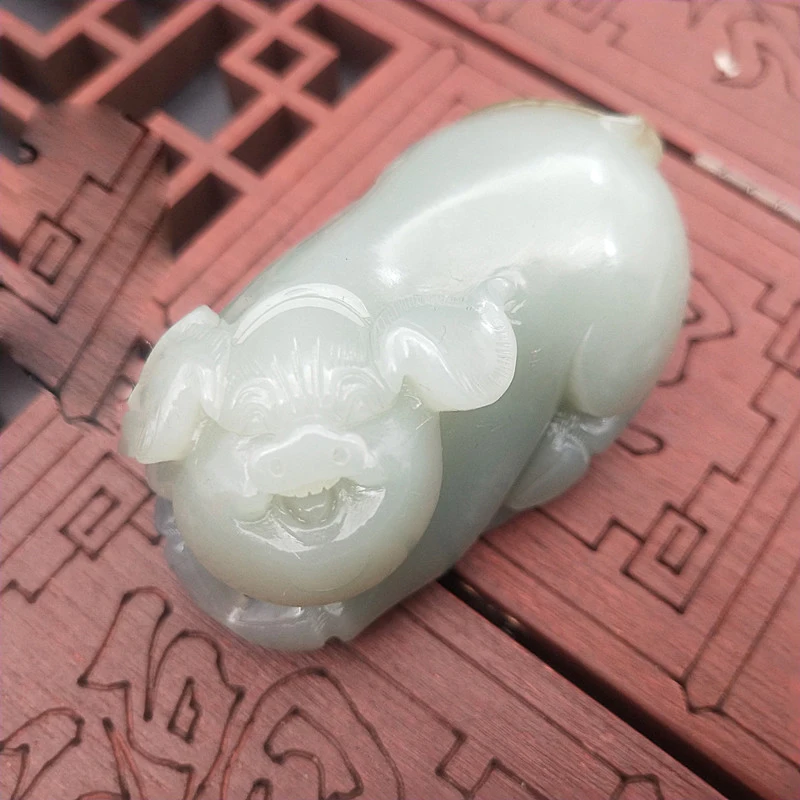 A Level Natural Genuine Jade Hand Carved Study Room Desk Ornaments Paperweight Chinese 12 Zodiac Animals Brave Troops for Wealth