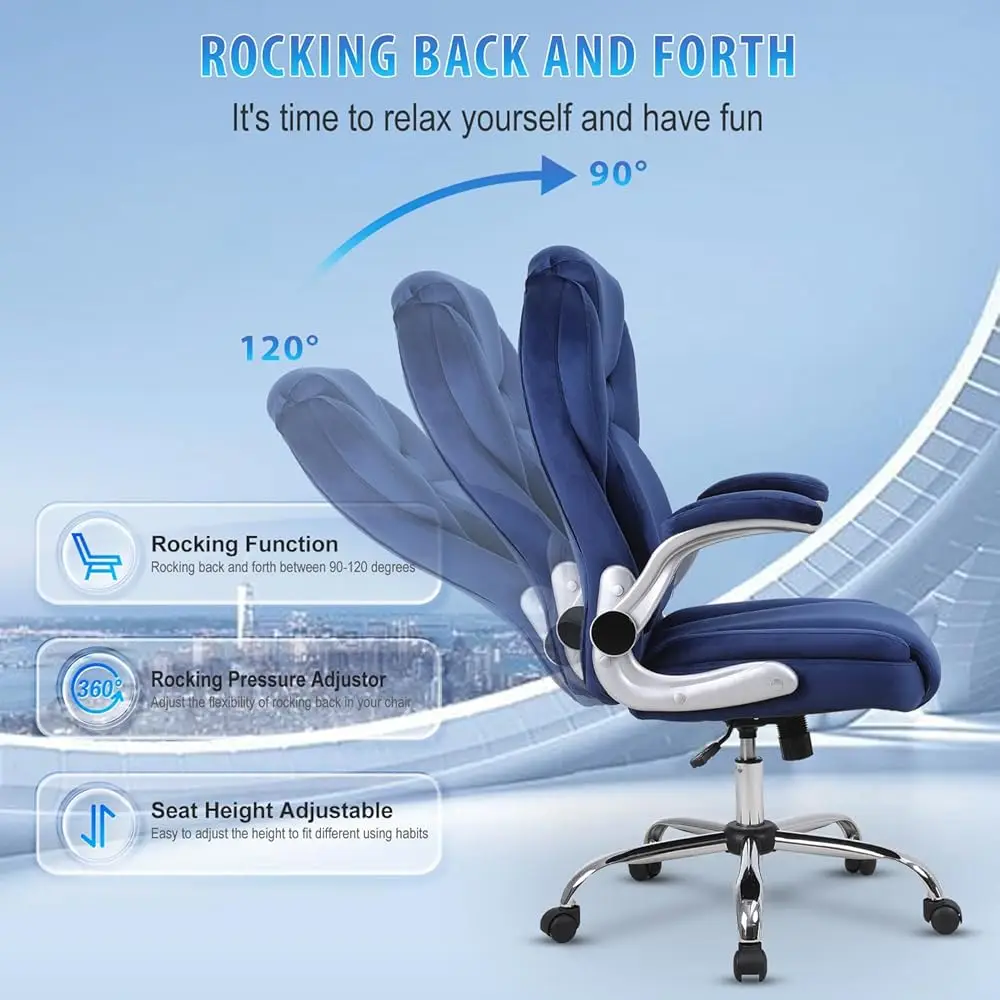 Executive Office Chair With Lumbar Support, Ba Support Office Chairs With Wheels, 90-120°Rocking High Ba Ergonomic Desk Chair