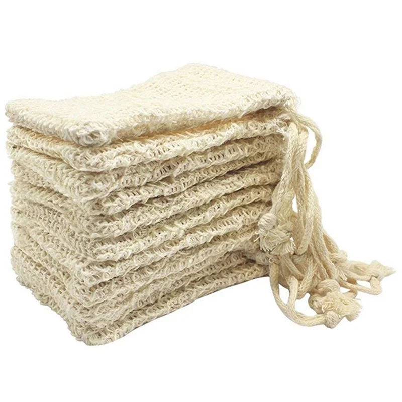 

AA81-90 Pcs Natural Sisal Soap Bag Exfoliating Soap Saver Pouch Holder