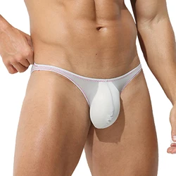 Lencería Sexy sin costuras para hombre, Bikini transparente de cintura baja, bolsa con bulto, calzoncillos ultrafinos, ropa interior transpirable