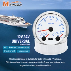 85mm Universal 3 IN 1 Gauge Tachometer+Fuel Level Meter+Voltmeter For 12V 24V Car Marine Boat 3000RPM 7 Color LED Backlight