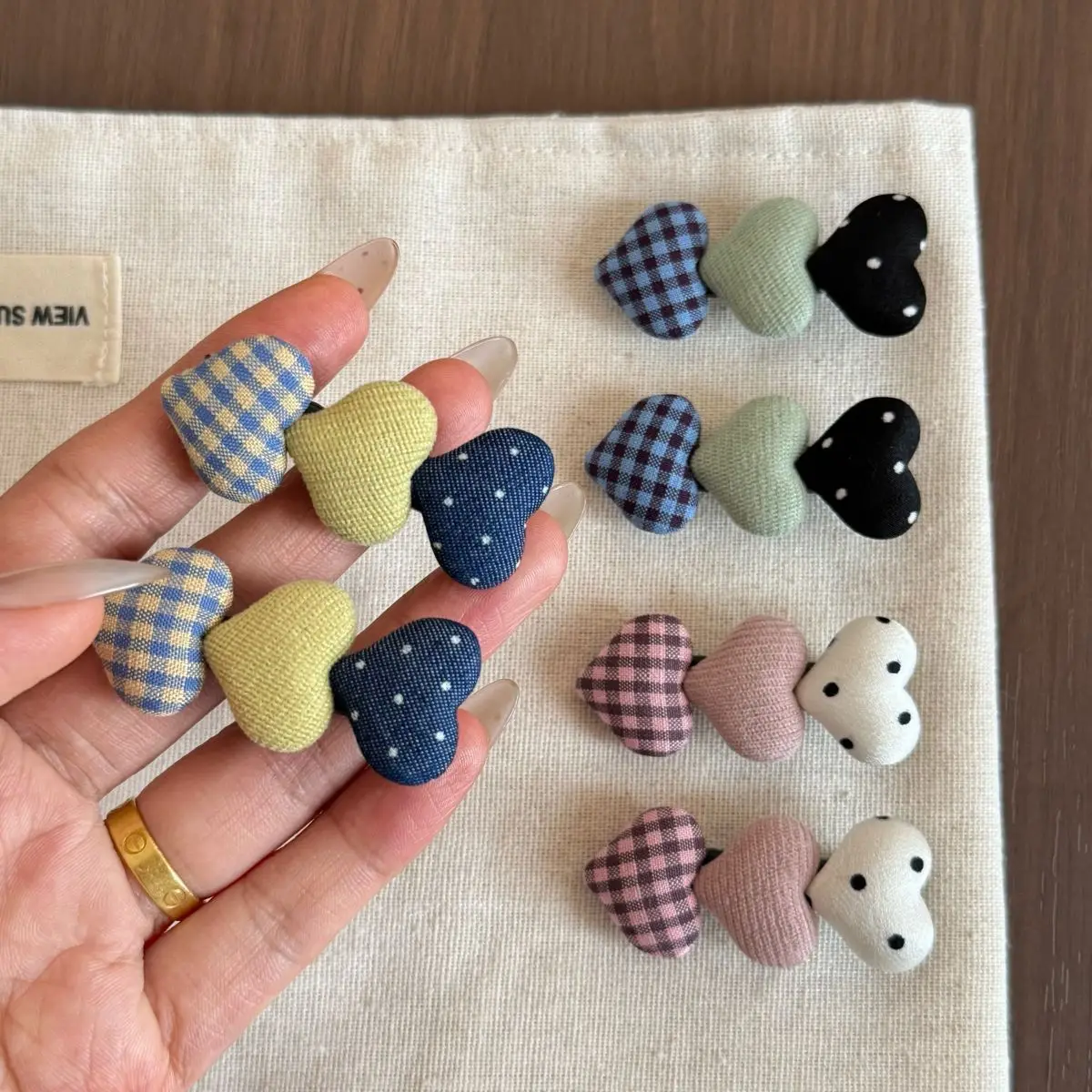 1 Pair Heart Shape Hair Clips for Girls Cute Checkered Polka Dot Side Clips Small Snap Barrettes for Kids Hair Accessories Gift view 3