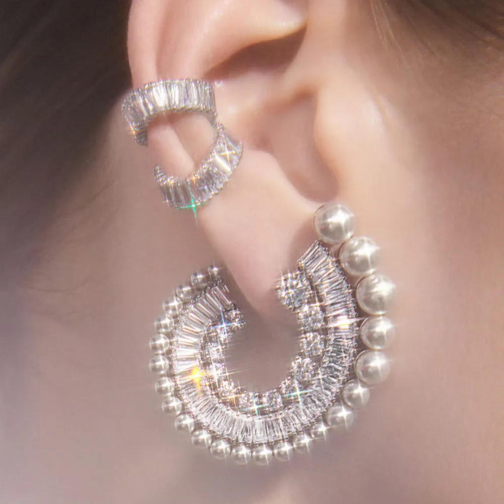 

Missvikki Famous Luxury Charm Bohemia Shiny Pearls Earrings Earring for Women Full Micro CZ Cubic Zircon Dubai Wedding Indian