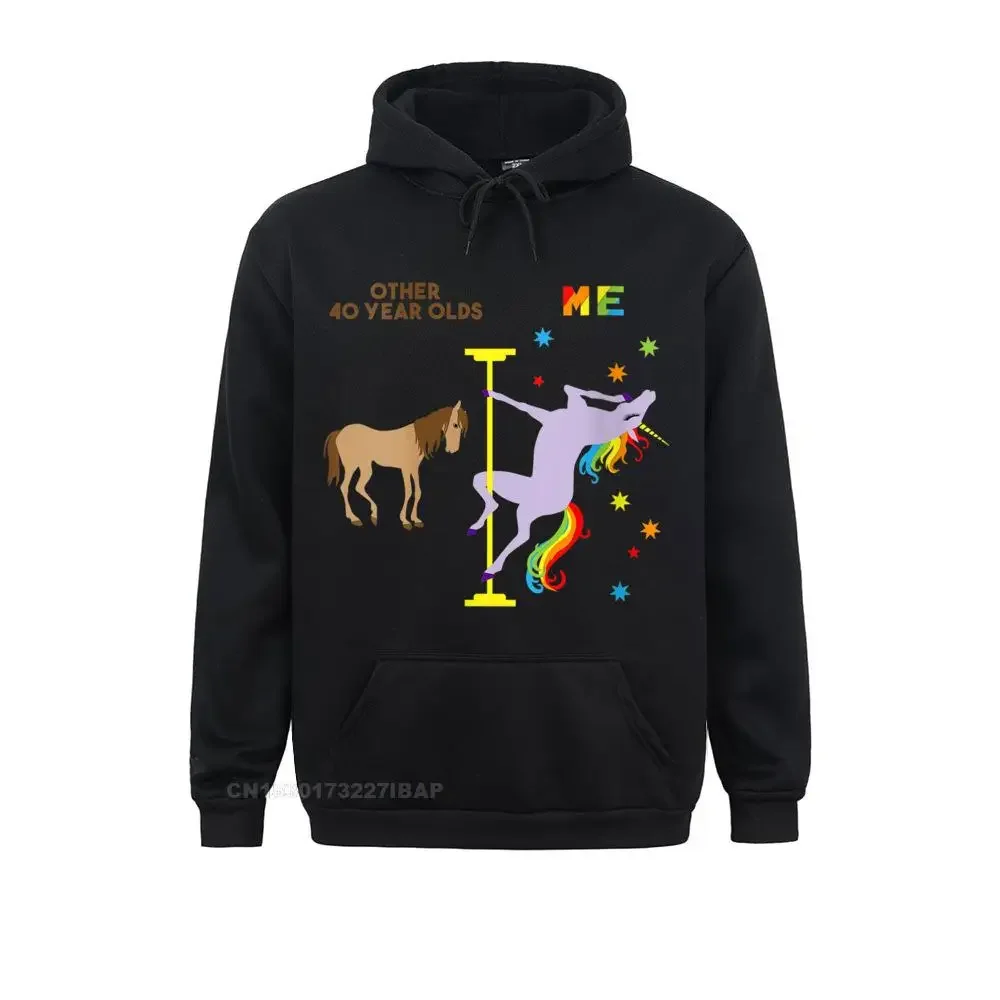 

Womens Funny 40th Birthday Rainbow Unicorn 40 Years Old Shirt O-Neck Hoodie Fashion Men's Sweatshirts Hoodies Youthful Hoods