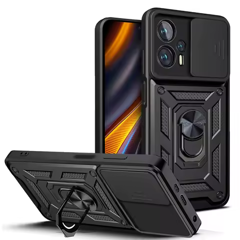 Shockproof Armor Ring Case For Xiaomi Poco F3 F4 GT F5 Camera Lens Protection Fundas For Poco X7 X6 X5 X4 X3 NFC GT M3 M4 Pro
