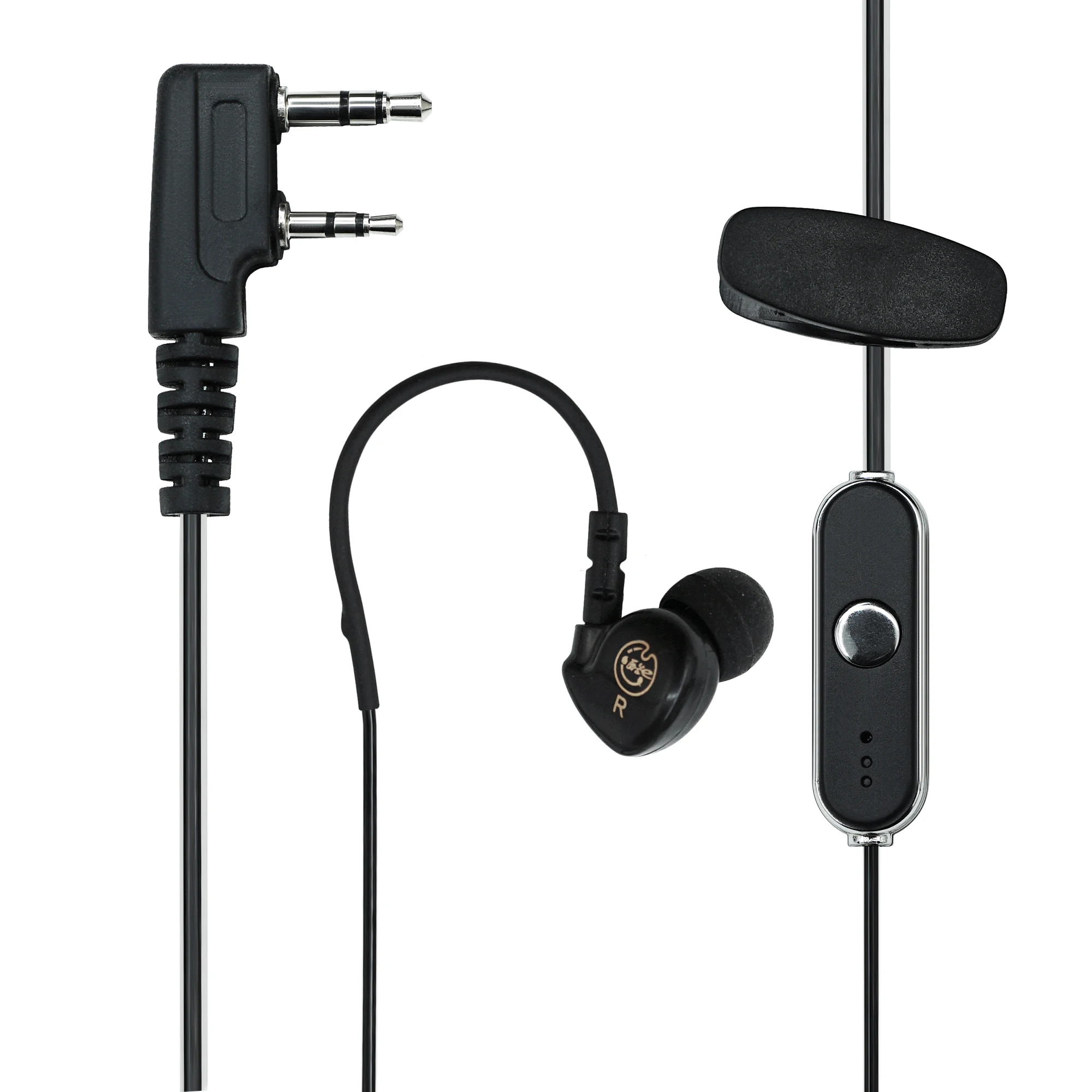 Auricular deportivo con gancho para la oreja tipo K de 2 pines con micrófono PTT, auriculares con cancelación de ruido compatibles con walkie talkies Baofeng UV-5R/888S