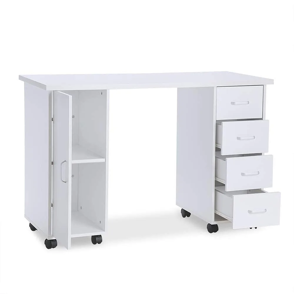 Bureau à ongles de manucure pour technicien, station de table à ongles en bois pour salon de beauté et spa, armoire avec portes de proximité, roues contrôlables, degré acétone