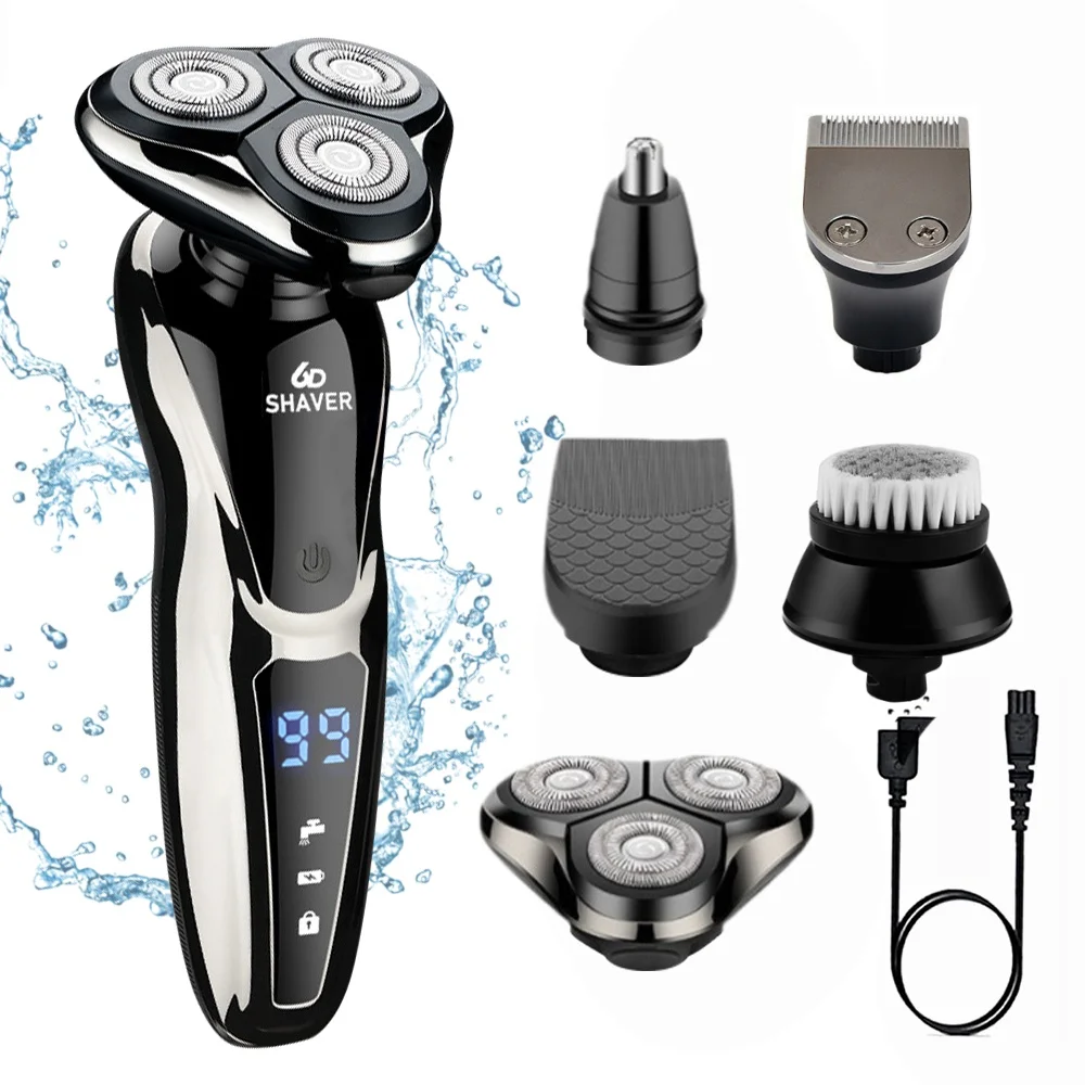 ماكينة حلاقة كهربائية مجموعة المهنية الحلاقة مقاوم للماء اللحية الأنف الوجه الشعر المتقلب الروتاري ثلاثية الأبعاد العائمة الحلاقة قابلة للشحن للرجال