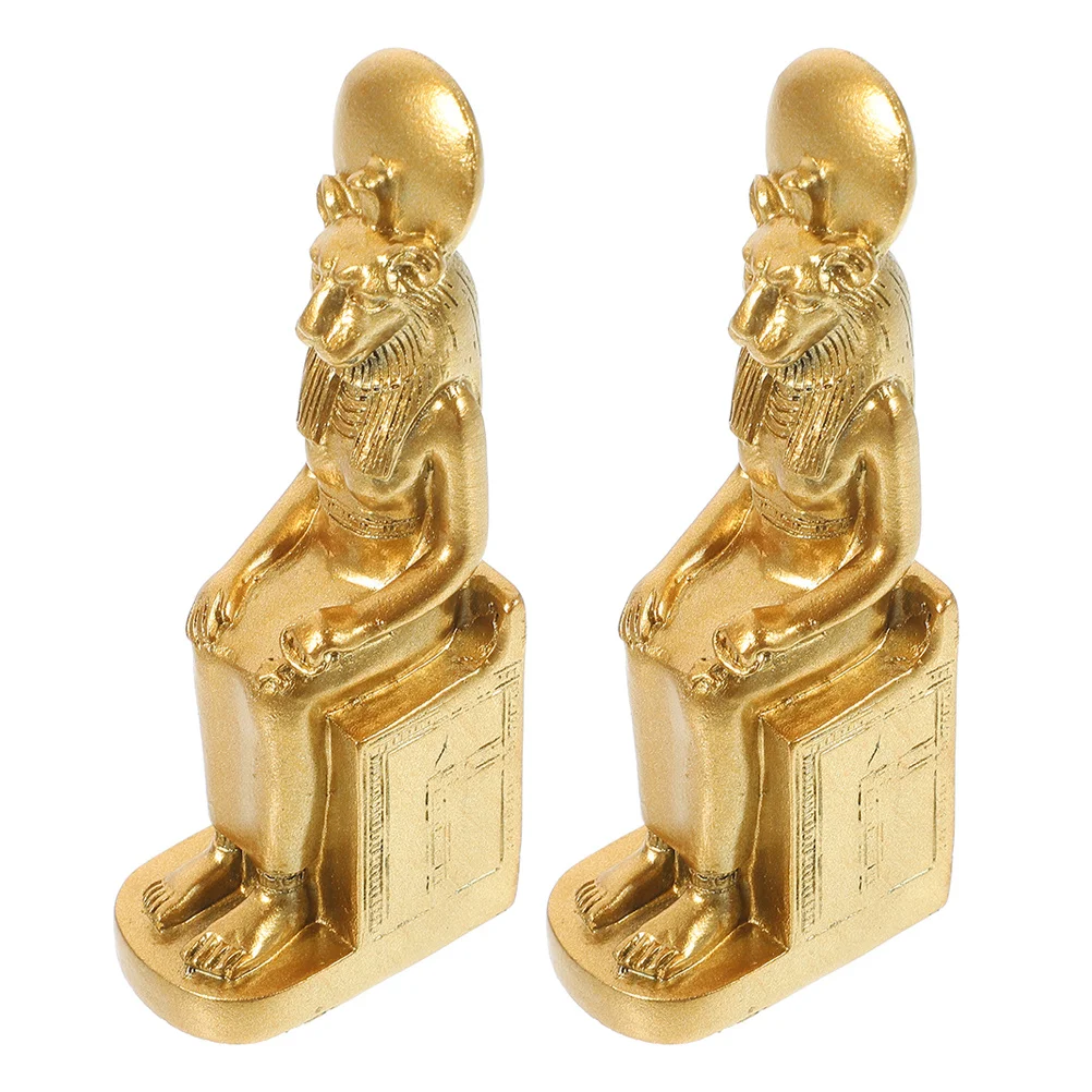 

2pcs Resin Sphinx Statue Ancient Egyptian Home Office Desktop Decor Vintage Egyptian Ornament Fish Tank Decoration Garden