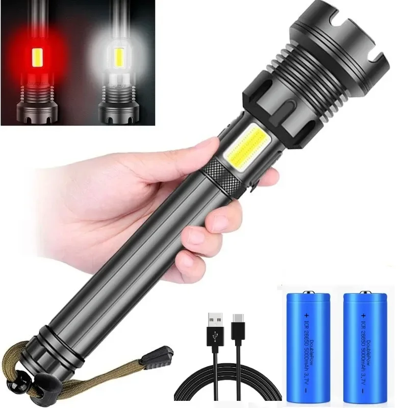 LED XHP90.2 Most Powerful Flashlight 8-core USB Rechargeable Torch Zoomable 26650 Self-defense Hand Lamp for Camping Hunting