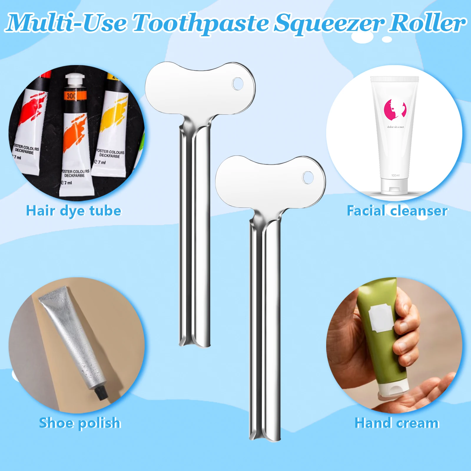 8 Pcs Toothpaste Tube Squeezer Metal Toothpaste Dispenser Squeezers For Bathroom Hair Color Dye Hand Cream Cosmetics Paint Tube