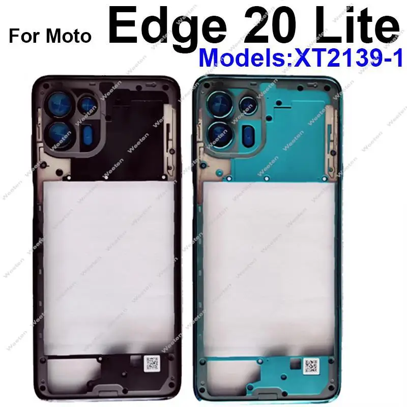 For Motorola MOTO Edge 20 Lite XT2139-1 Middle Frame Housing LCD Front Frame Cover Bezel with Volume Button Flex Cable Parts