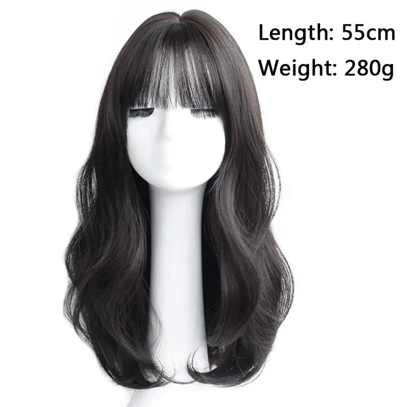 HOUYAN Long curly synthetic wig with center bangs dark brown natural curly hair wig female Cosplay wig heat-resistant fiber wedg