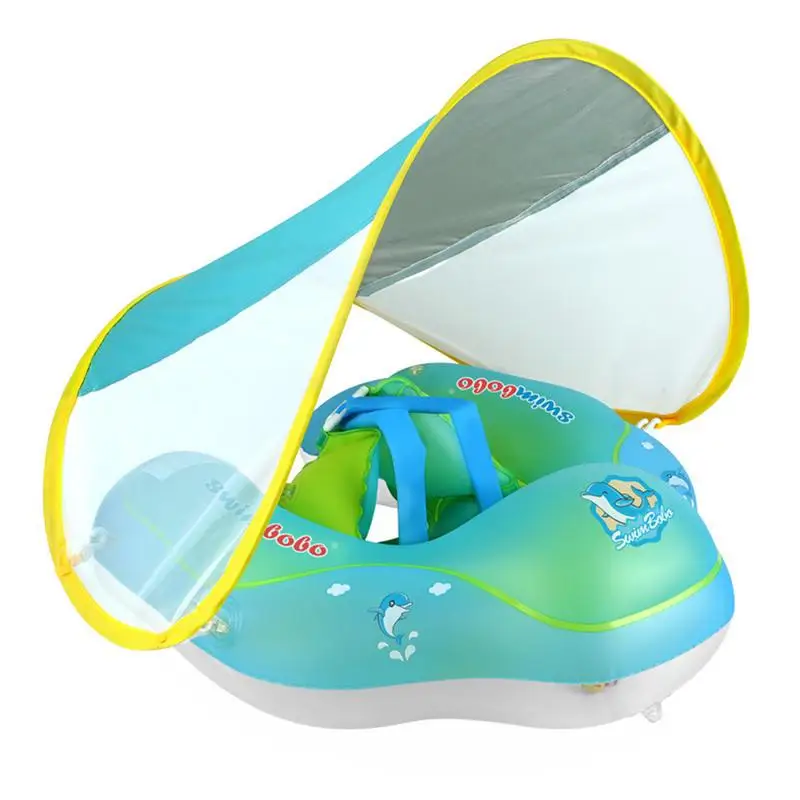 

Boat Shaped Pool Float Inflatable Baby Pool Float With Detachable Sunshade Thick Inflatable Ride-On Boat-Shaped Floatie With