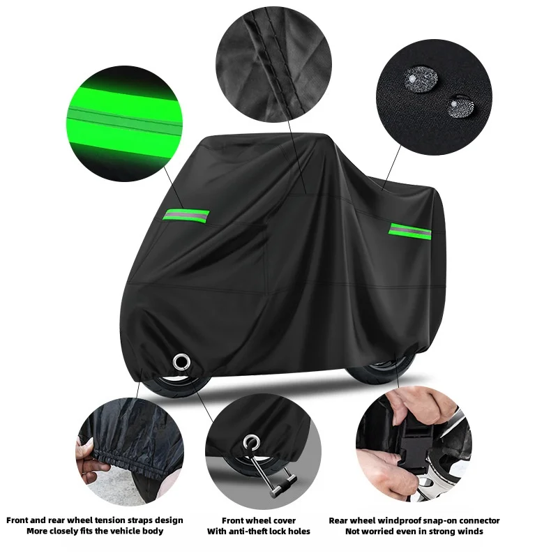غطاء دراجة نارية عالمي مقاوم للماء والغبار والحماية من الشمس غطاء مطر كامل للمركبة مقاوم للطقس والتخزين في الهواء الطلق #6
