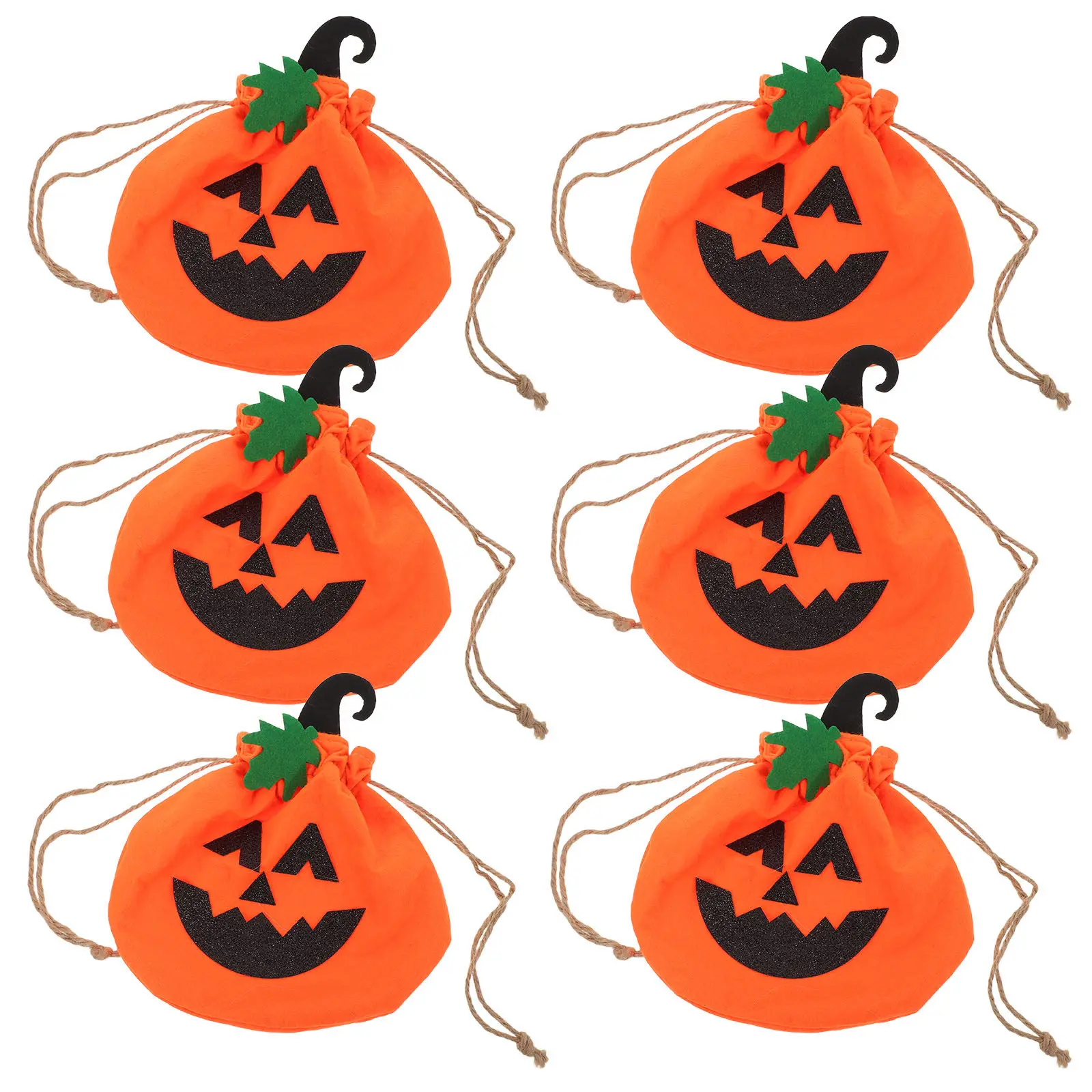 6Pcs Pumpkin Themed Bag Halloween Pumpkin Bags for Kids Small Candy Bag Reusable Trick-Or-Treat Bags Party Favor Decorative Use