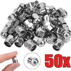 Car Tire Valve Caps 10/50pcs Round Head Chrome Plating Dust Proof Covers Cars Motorcycles Bike Tyre Styling Valve Cap Decoration