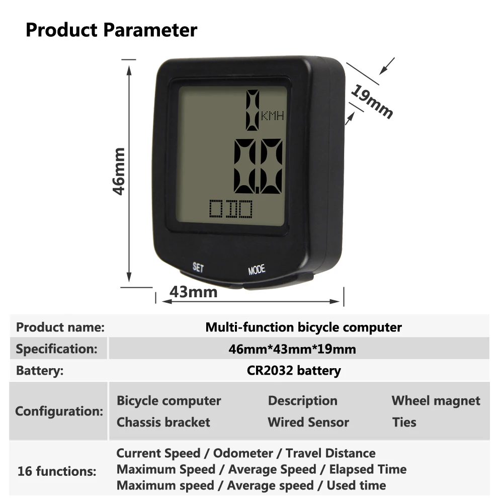 Waterproof Bicycle Computer Wireless Bike Cycle LCD Display Digital Speedometer cycling computer Cycling Accessories