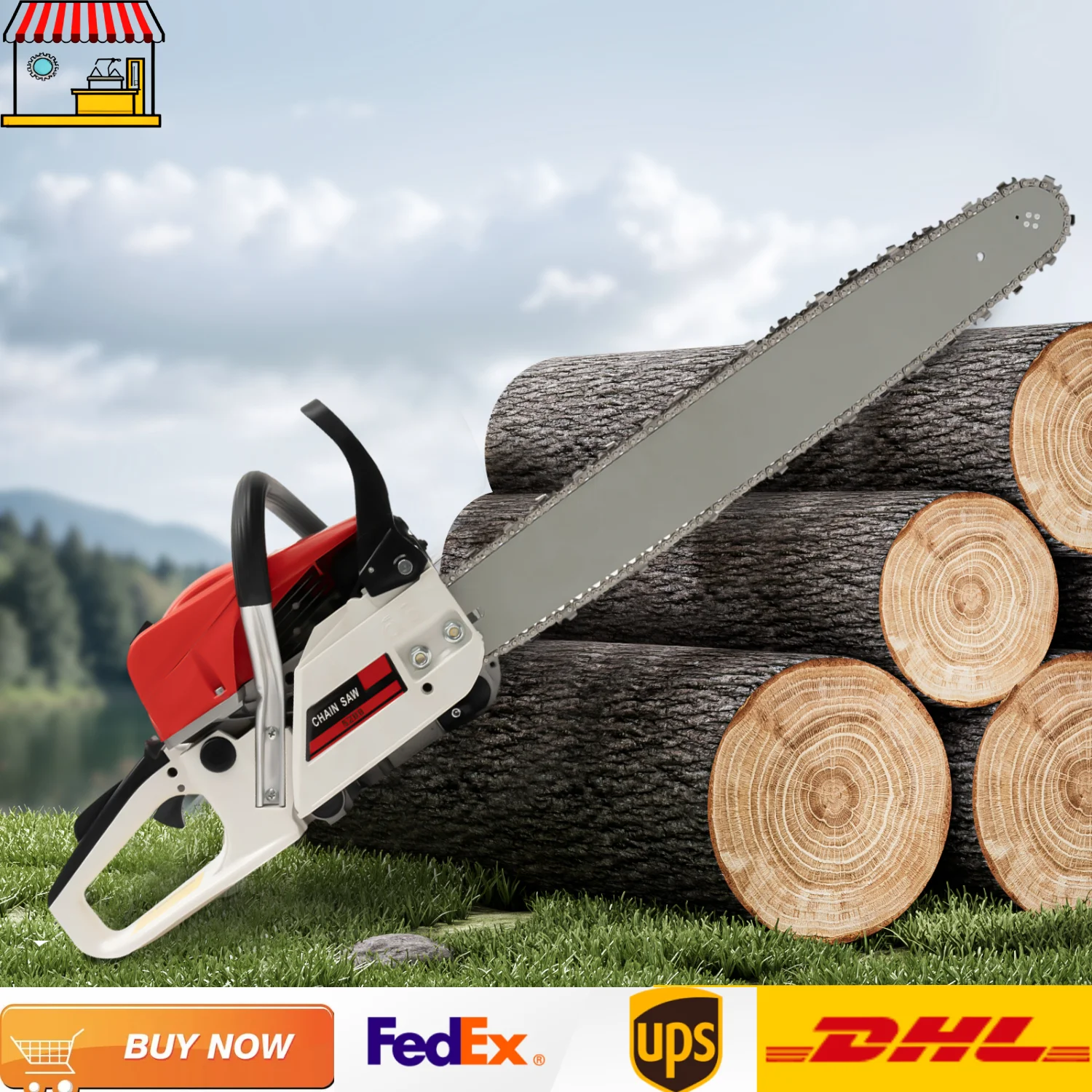 

52cc Petrol Chainsaw| 22-Inch Bar Gas Chainsaw| 2-Stroke 7500rpm Farm & Forestry Powerful Tree Pruning Wood Cutting Tool
