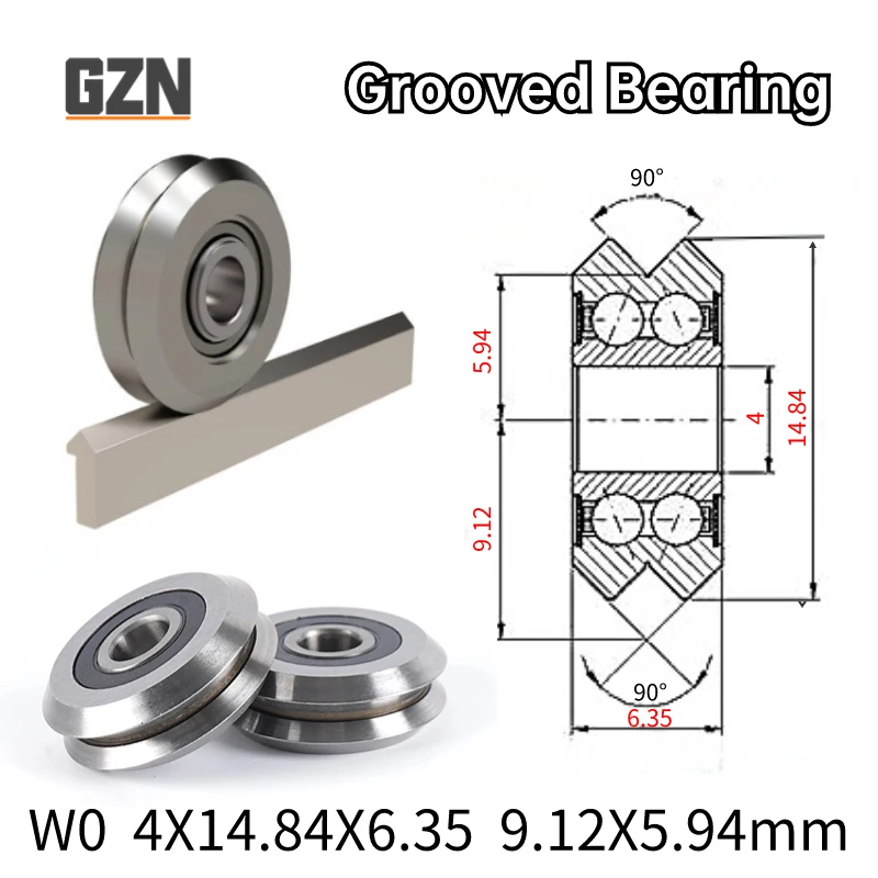 

1PCS W0 4X14.84X6.35 90° W Type Grooved Bearing Spring Machine Pulley Straightening and Straightening Rail Roller Bearings