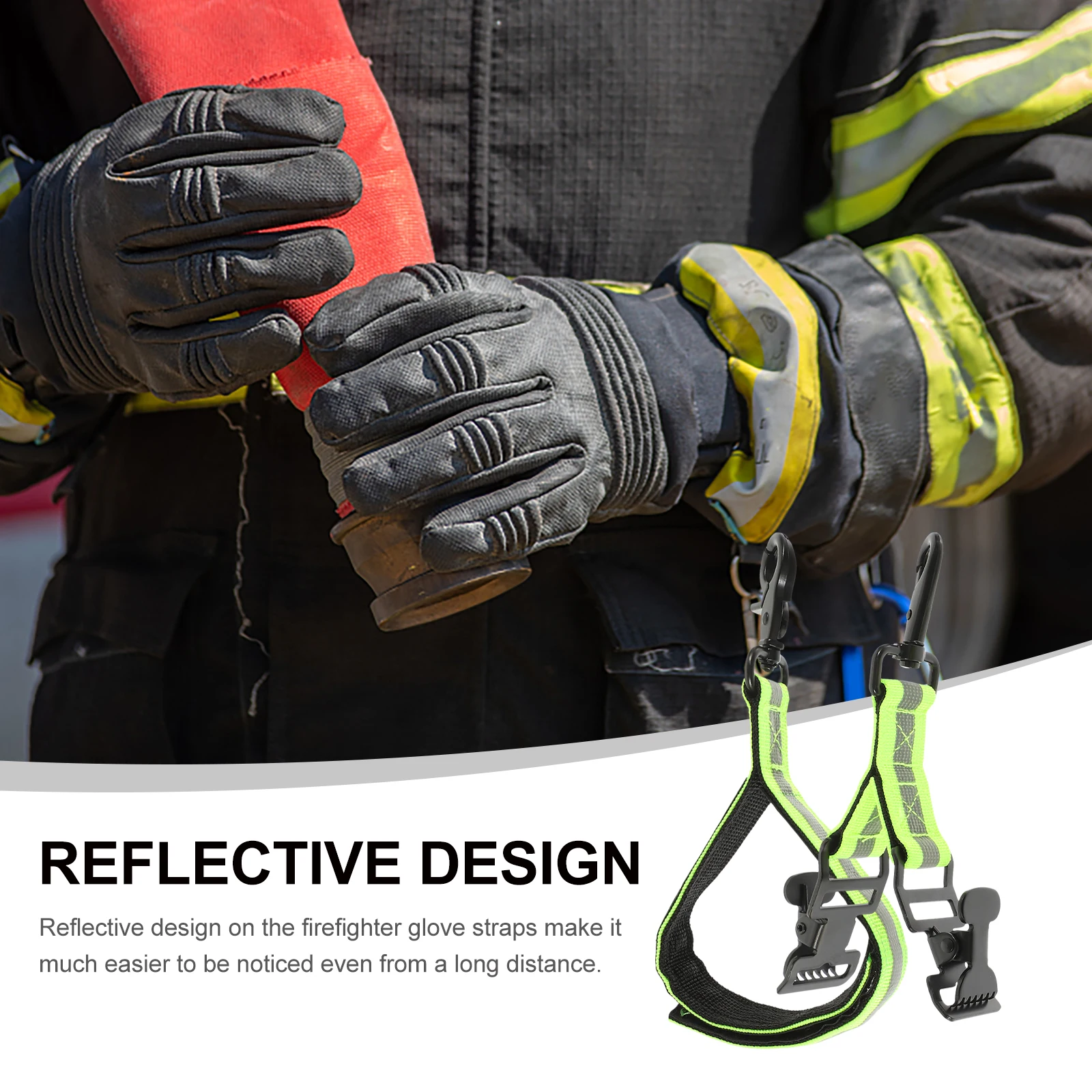 

2 Pcs Firefighter Glove Strap Reflective Tape Gloves Holder Clips Straps Accessories Storage Belt Work