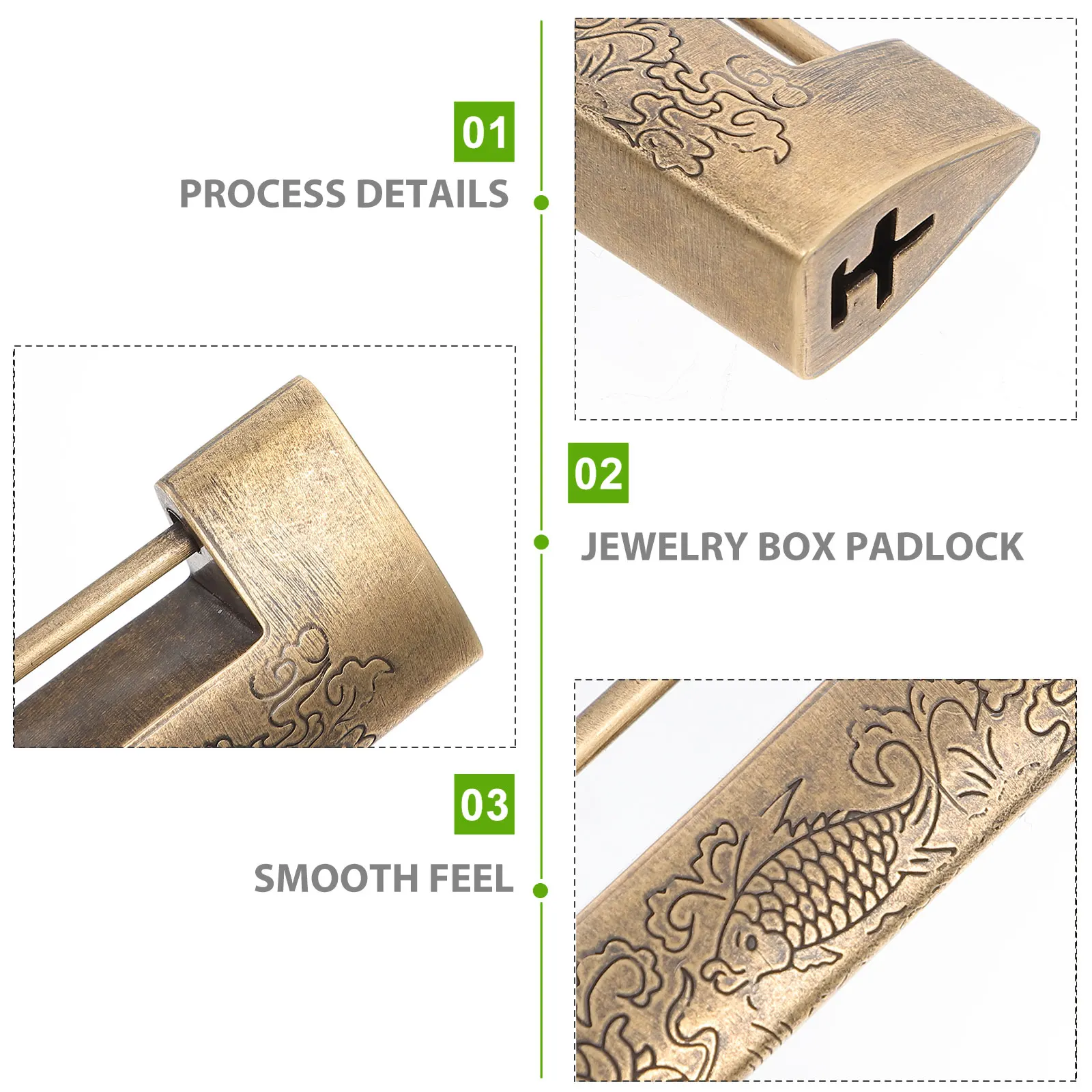 

Retro Horizontal Padlock Chinese Vintage Locks Delicate Copper Decorative