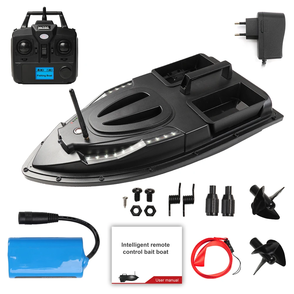 V700 Fishing Bait Boat 500m Remote Control Bait Boat Dual Motor Fish Finder 1.5KG Loading Support Automatic Cruise 5200mAh