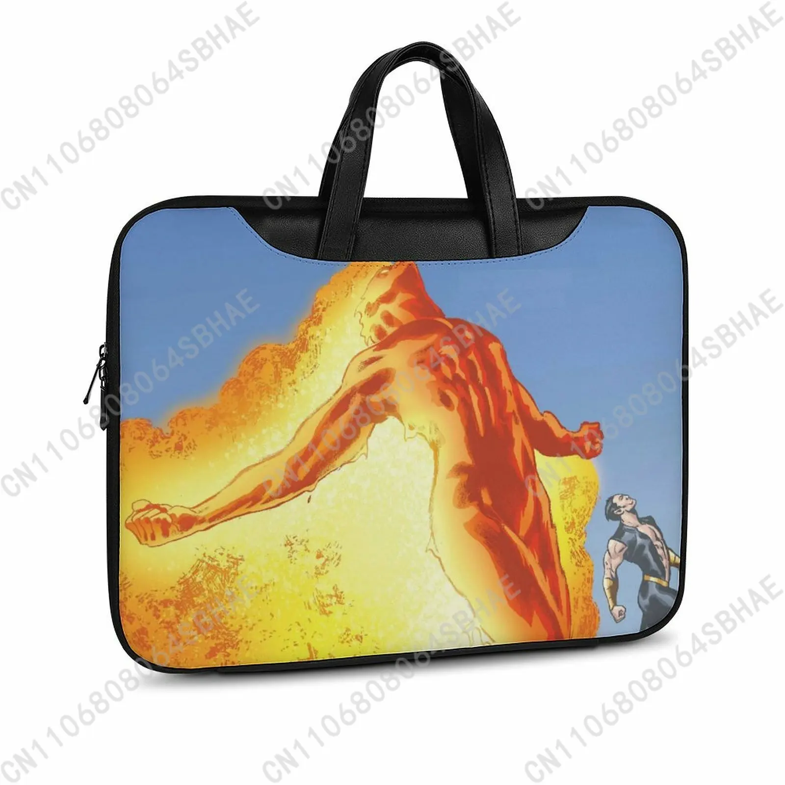 

Marvel Human Torch Custom Leather Briefcase Men Woman Laptop Bag Business Retro Genuine Leather Computer Cosplay
