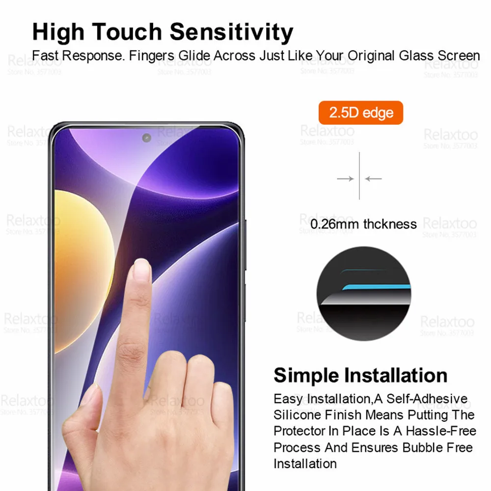غطاء كامل الزجاج المقسى ل شاومي ، Redmi نوت 12 ، توربو حامي الشاشة ، Radmi Redmy نوت 12 ، 5G ، أفلام واقية ، 1-4 قطعة
