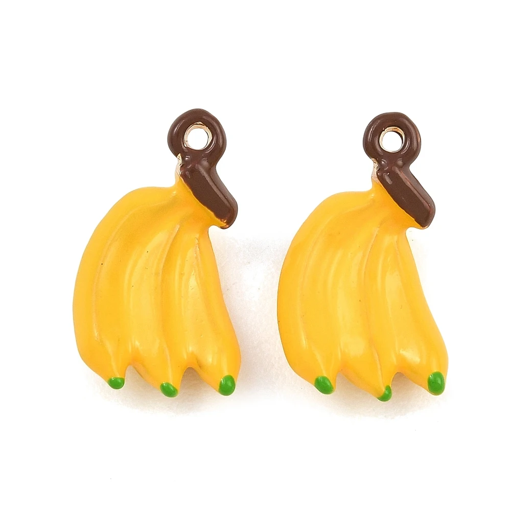Kitbeads 10pcs Alloy Enamel Banana Bunch Charms Yellow Fruit Pendants for DIY Bracelet Necklace Earring Jewelry Making Supplies