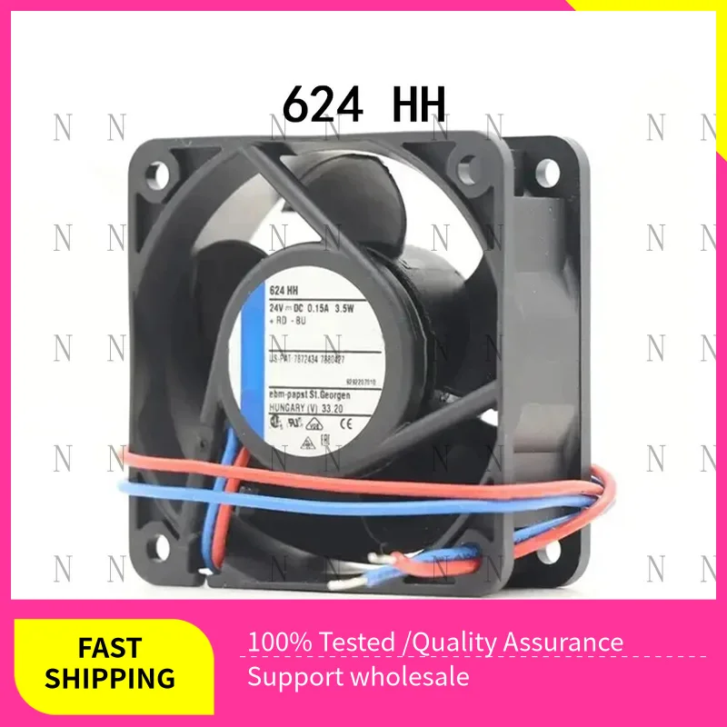 

YJJ New FOR Ebmpaps Axial radiator 624HH 24VDC 3.5W 60*60*25MM 8200RPM Server Fan