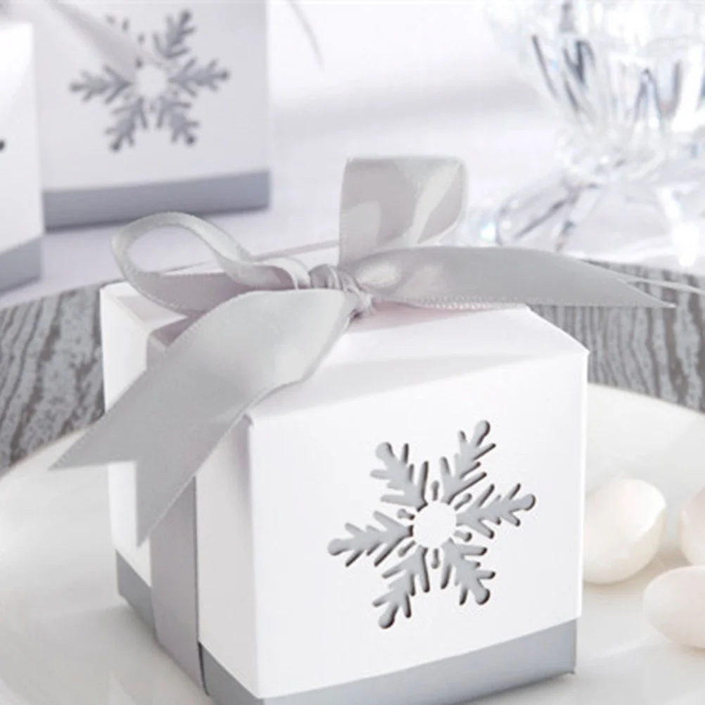 

20Pcs Elegant Snowflake Gift Box Strong Material Perfect for Wedding Favors Birthday Treats Baby Shower Presents Silver White