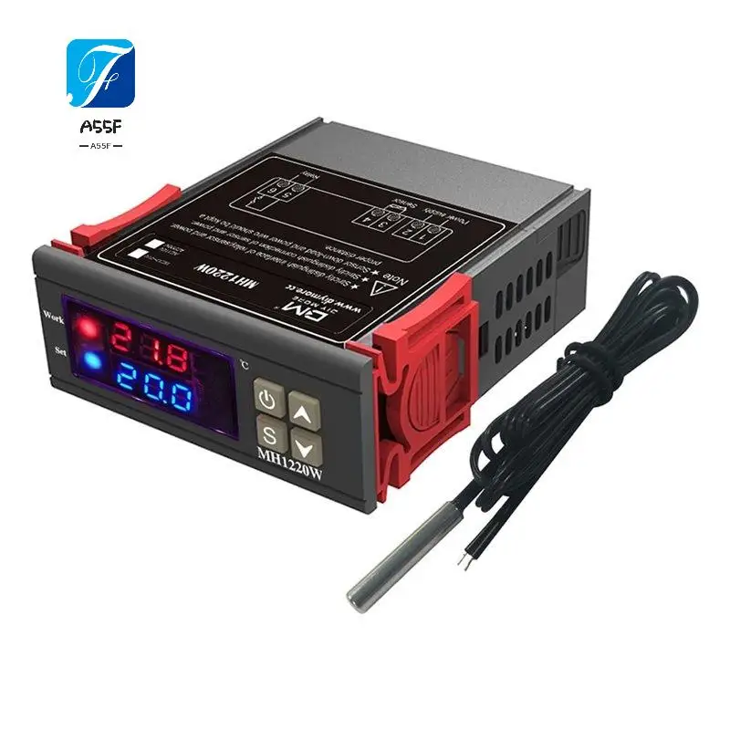 

A55F-Новый цифровой контроллер температуры MH1220W с двойным дисплеем, DC 12V-72V 10A NTC -40 ℃ -120 ℃