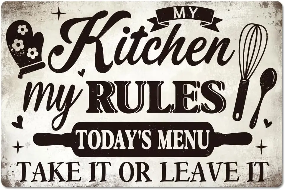GLOBLELAND My Kitchen My Rules Metal Tin Sign 