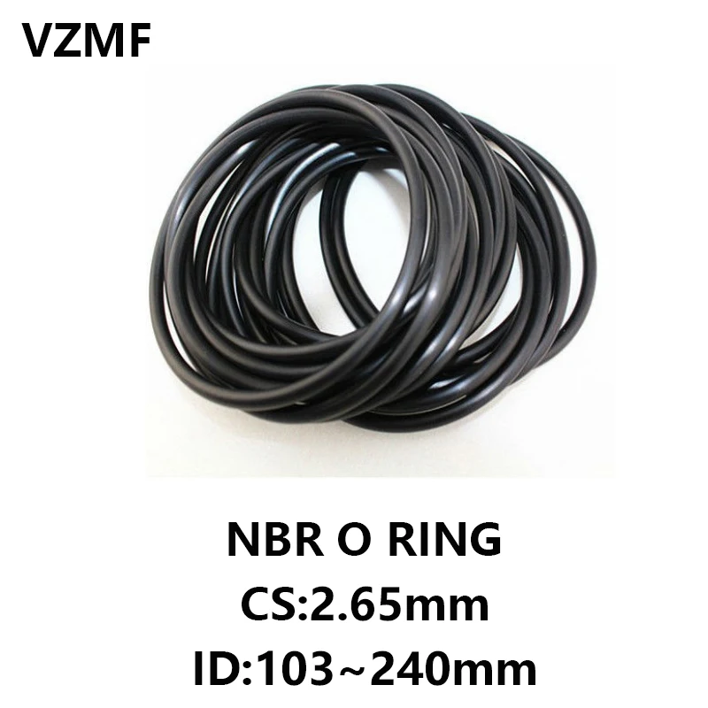 

NBR O Ring Gasket Thickness CS 2.65mm OD 103~240mm Nitrile Rubber Round O Type Corrosion Oil Resist Sealing Washer Blackr