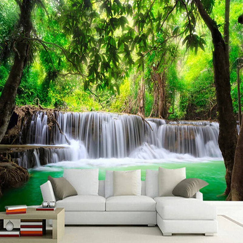 Custom 3D Photo Wallpaper Nature Landscape Waterfall Mural Living Room TV Background Wall Murals Wallpaper Papel De Parede 3D